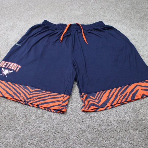 Zubaz Detroit Tigers Shorts Mens Large Blue/Orange Polyester stretch 11" inseam - Picture 2 of 11